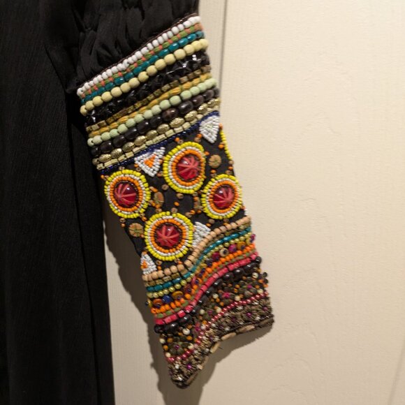 Black Maxi Dress with details colourful embroidery - Picture 2 of 7